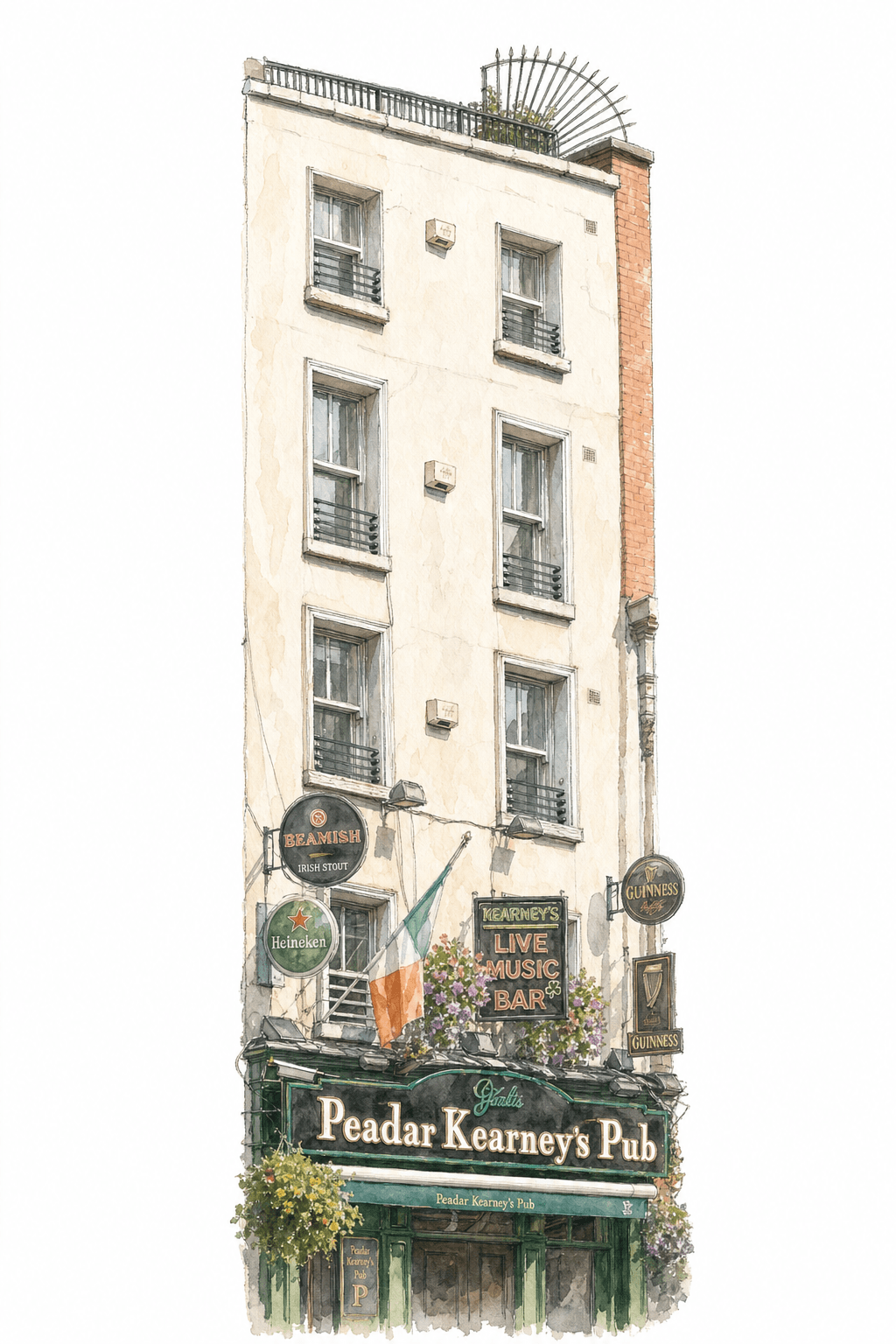 Illustration of Peadar Kearney's, Dublin